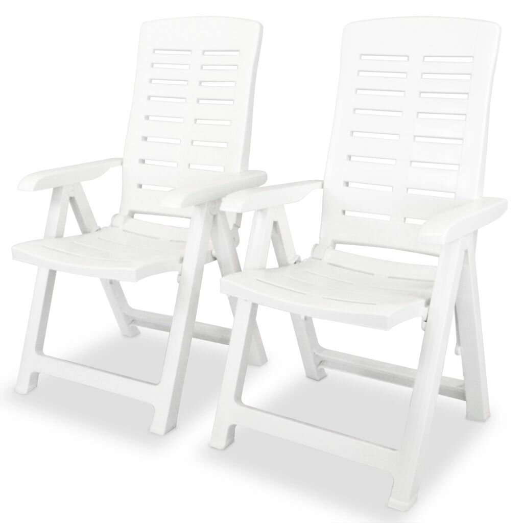 Image of Reclining Garden Chairs 2 pcs Plastic White