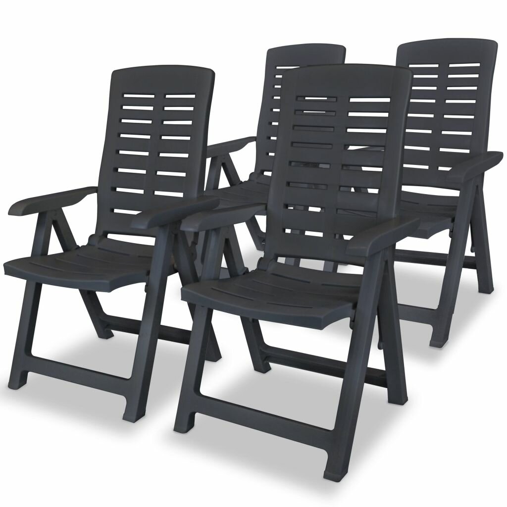 Image of Reclining Garden Chairs 4 pcs Plastic Anthracite