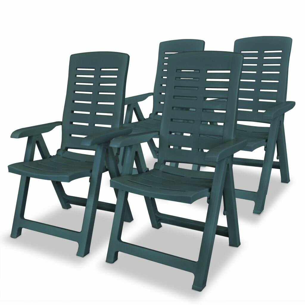Image of Reclining Garden Chairs 4 pcs Plastic Green