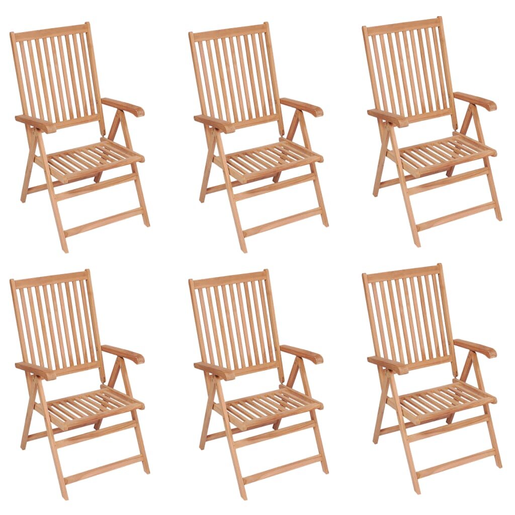 Image of Reclining Garden Chairs 6 pcs Solid Teak Wood