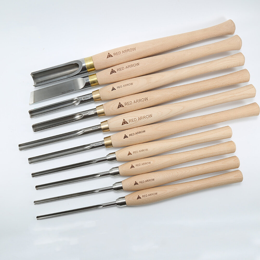 Image of Red Arrow High Speed Steel Lathe Chisel Wood Turning Tool with Wood Handle Woodworking Tool
