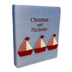 Image of Red and White Sailboats Personalized Baby Memory Book
