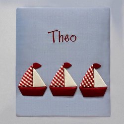 Image of Red and White Sailboats Personalized Baby Photo Album - Large