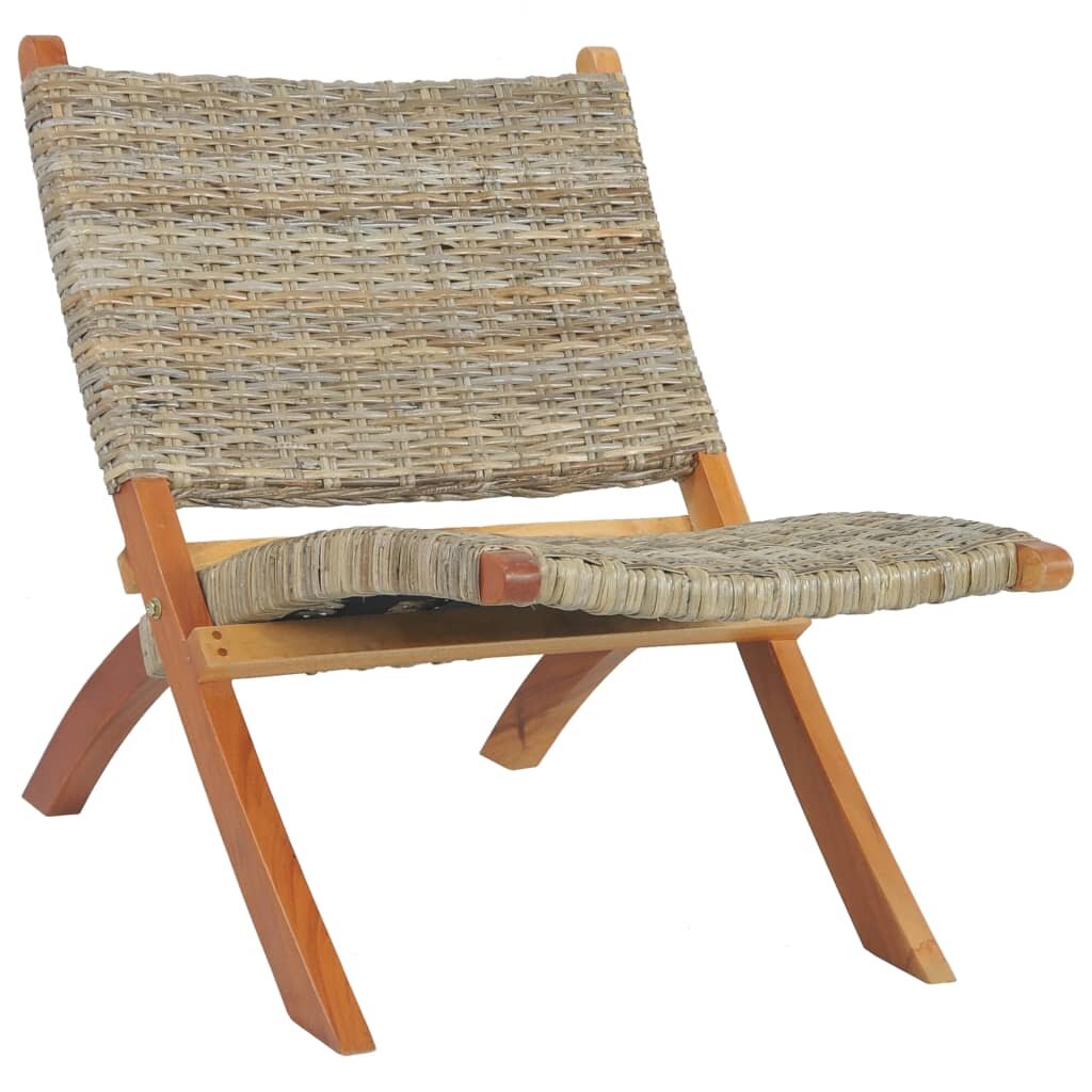 Image of Relaxing Chair Natural Kubu Rattan and Solid Mahogany Wood
