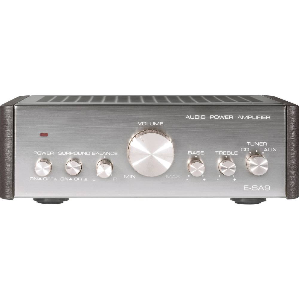 Image of Renkforce E-SA9 Stereo amplifier 2 x 12 W Silver (metallic) Dark brown