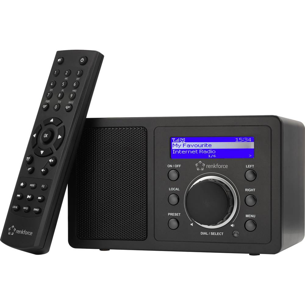 Image of Renkforce RF-IR-MONO1 Internet desk radio Internet Bluetooth AUX Wi-Fi Internet radio DLNA-compatible Black