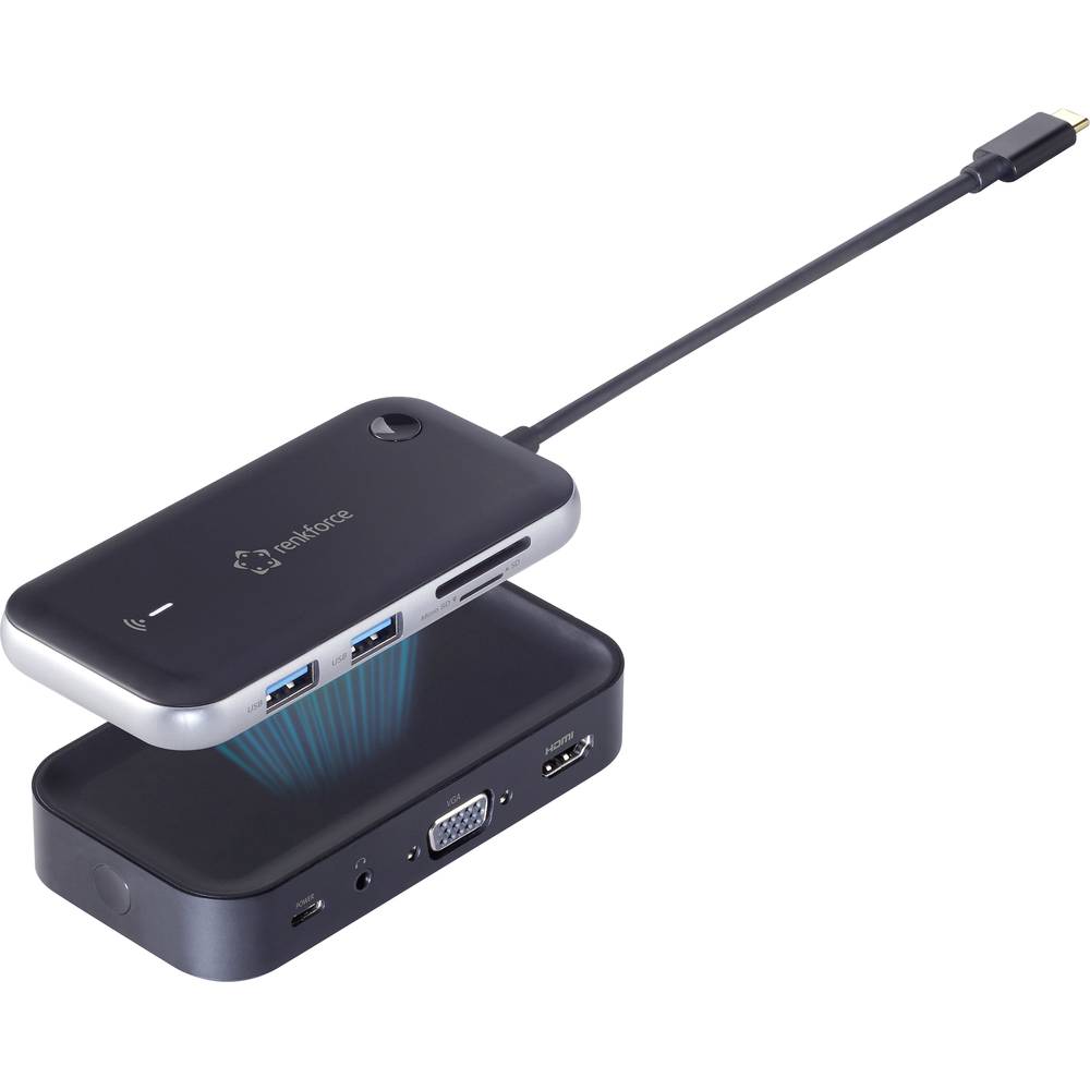 Image of Renkforce USB-CÂ® mini docking station RF-HUB-810 Compatible with (brand): Universal Wireless image transmission