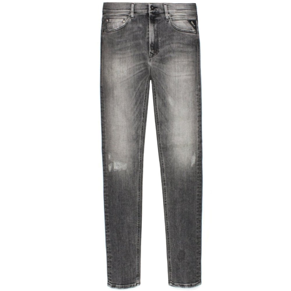 Image of Replay Anbass Aged 10 Distressed Jeans Grey 30W 30L