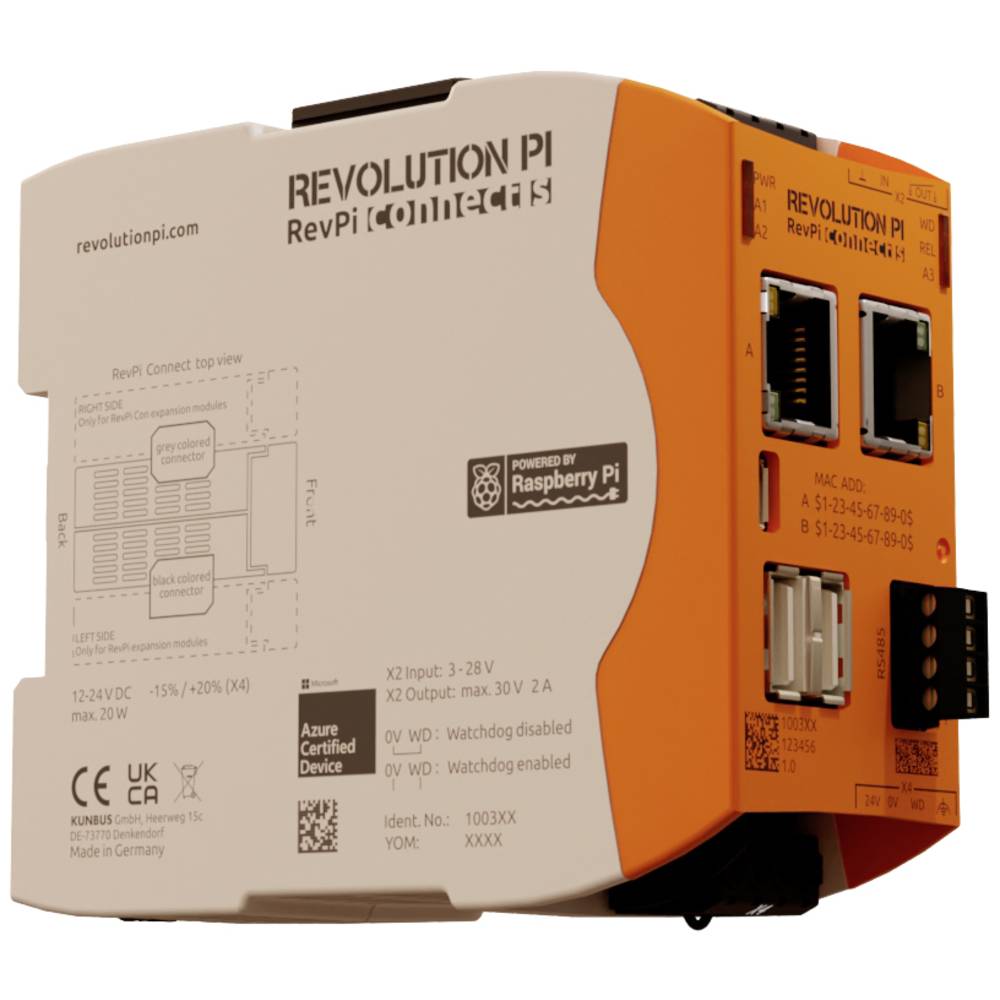 Image of Revolution Pi by Kunbus RevPi Connect S 32 GB PR100364 PLC add-on module 24 V DC