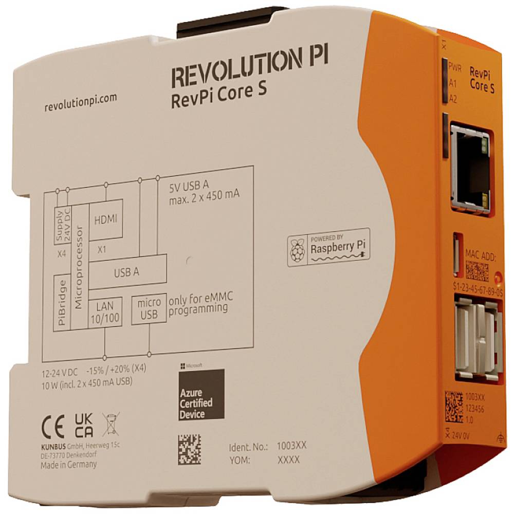 Image of Revolution Pi by Kunbus RevPi Core S 16 GB PR100360 PLC controller 24 V DC