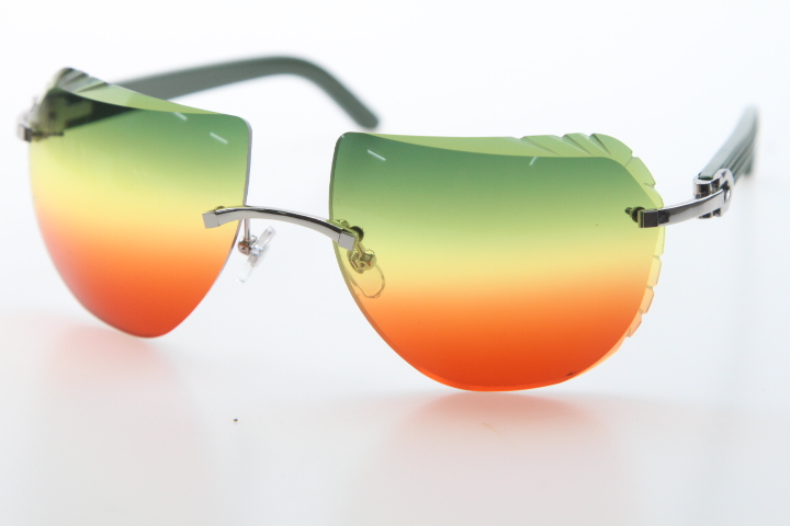 Image of Rimless Sun glasses 8200763 Green Plank Glasses design Hot Sunglasses New Shield Optical Unisex C Decoration Fashion Accessories 18K Gold