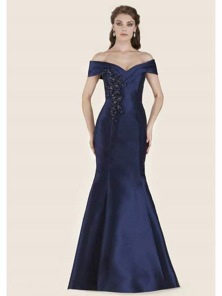 Image of Rina Di Montella - RD2602-1 Embellished Off-Shoulder Mermaid Dress