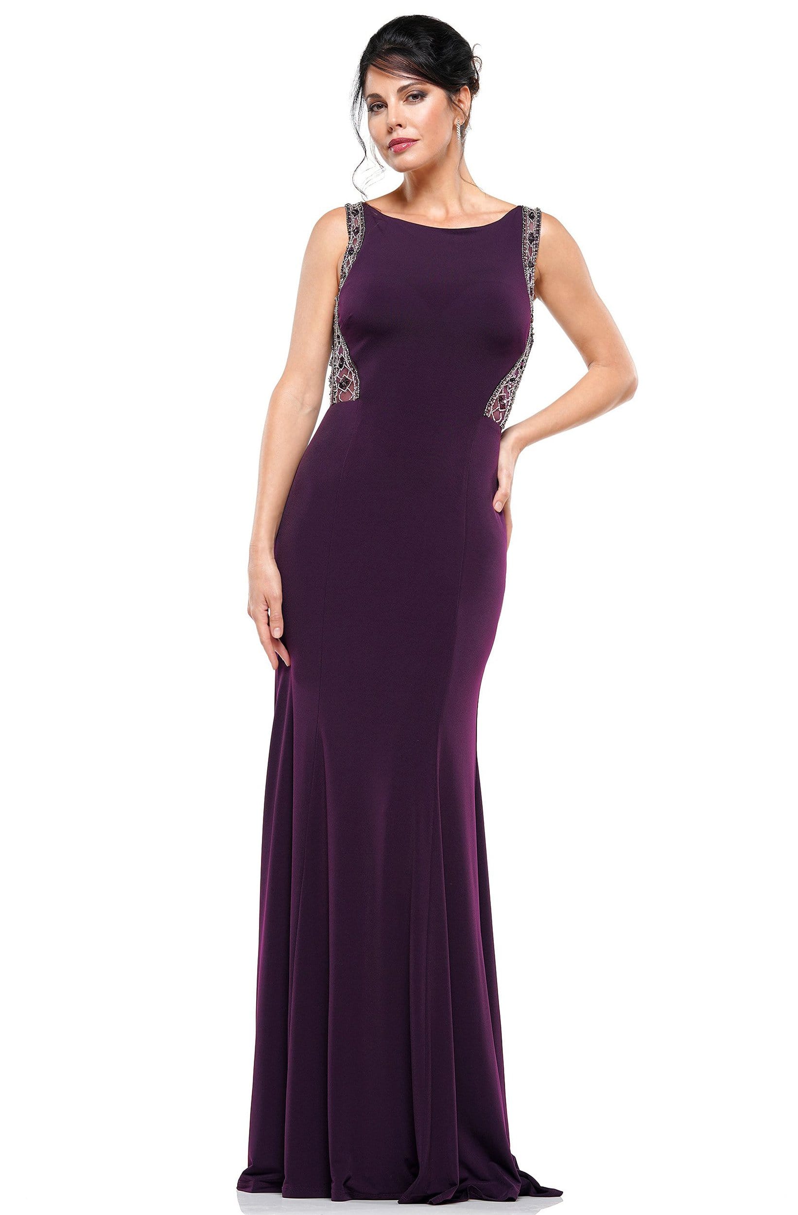 Image of Rina Di Montella - RD2609 Embellished Bateau Fitted Dress
