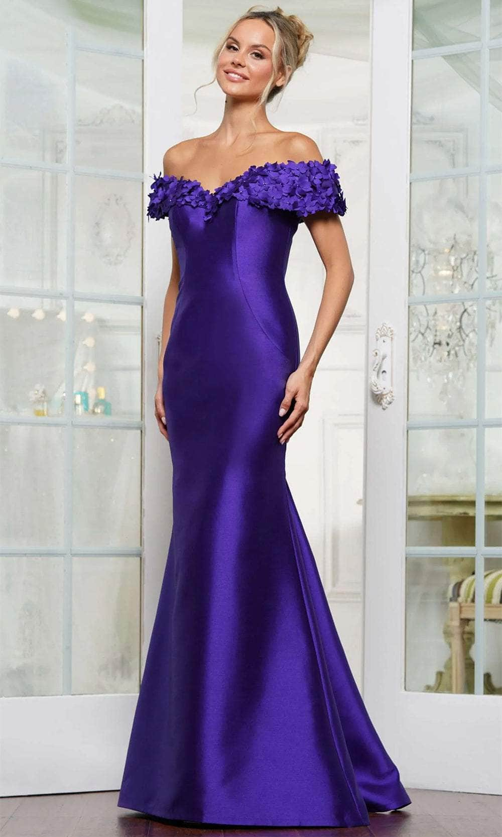 Image of Rina Di Montella RD3254 - Floral Applique Mermaid Gown