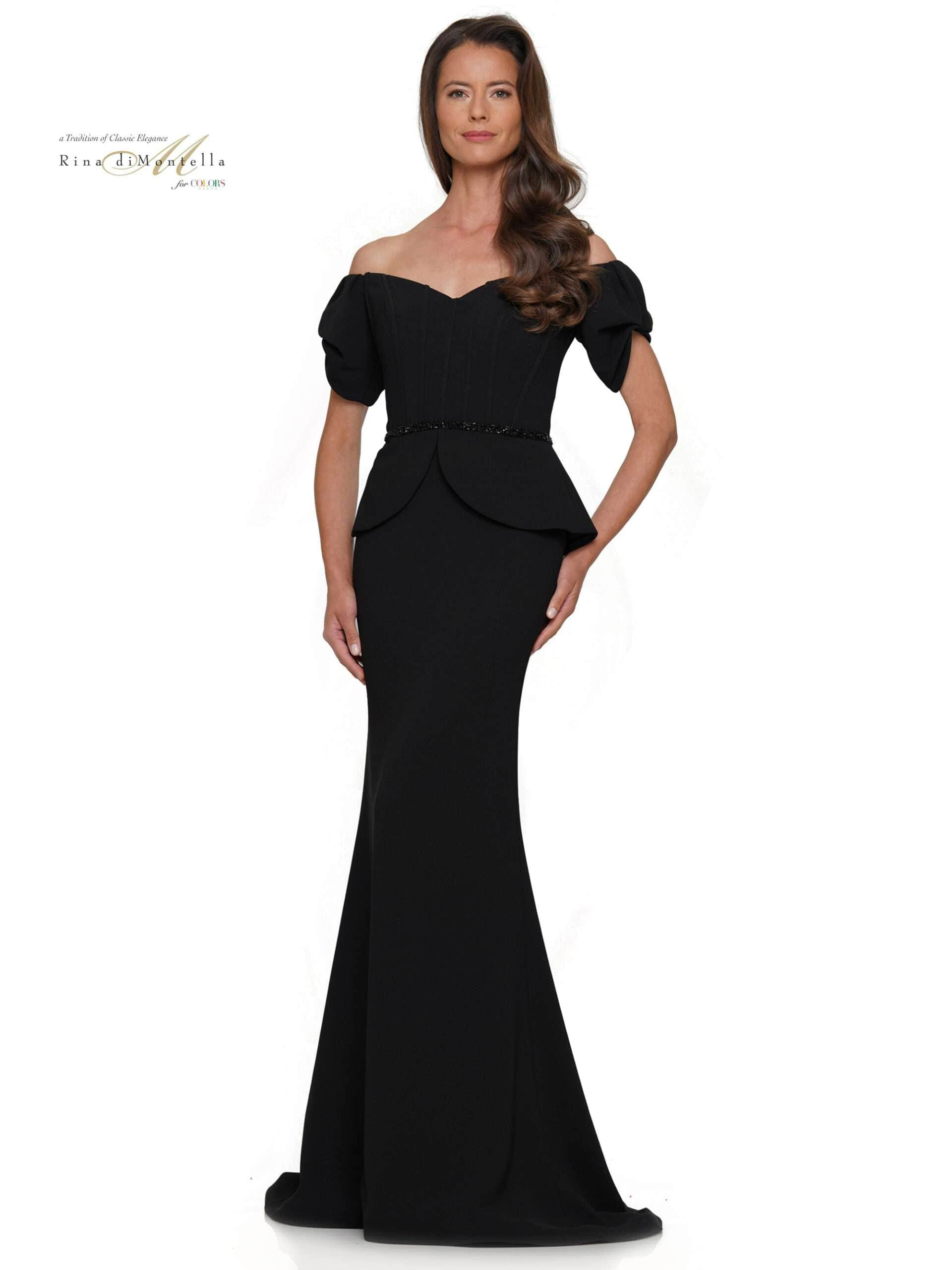 Image of Rina di Montella RD2965 - Corset Peplum Evening Dress