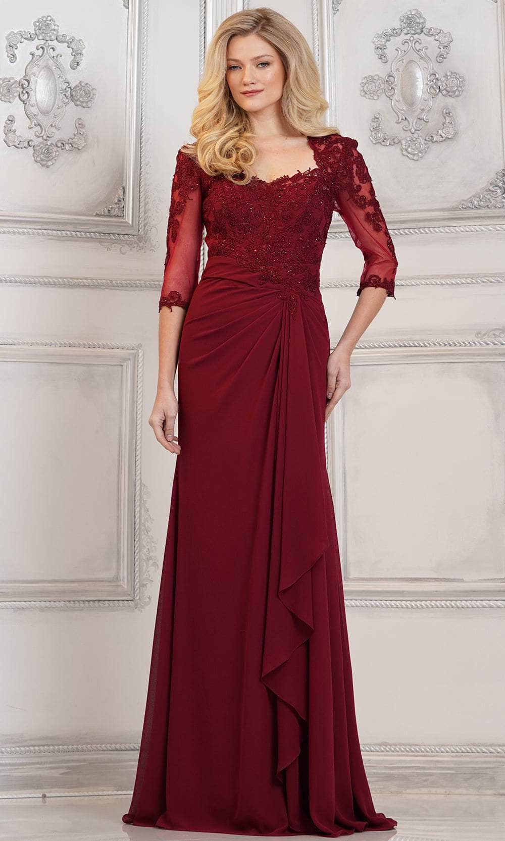 Image of Rina di Montella RD3132 - Quarter Sleeve Draped Formal Gown