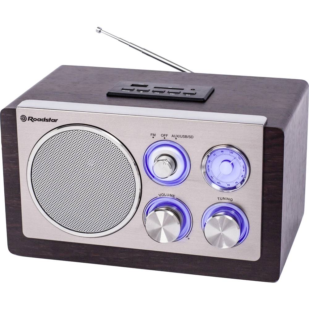 Image of Roadstar HRA-1345N Kitchen radio FM AM SD AUX USB Wood Silver