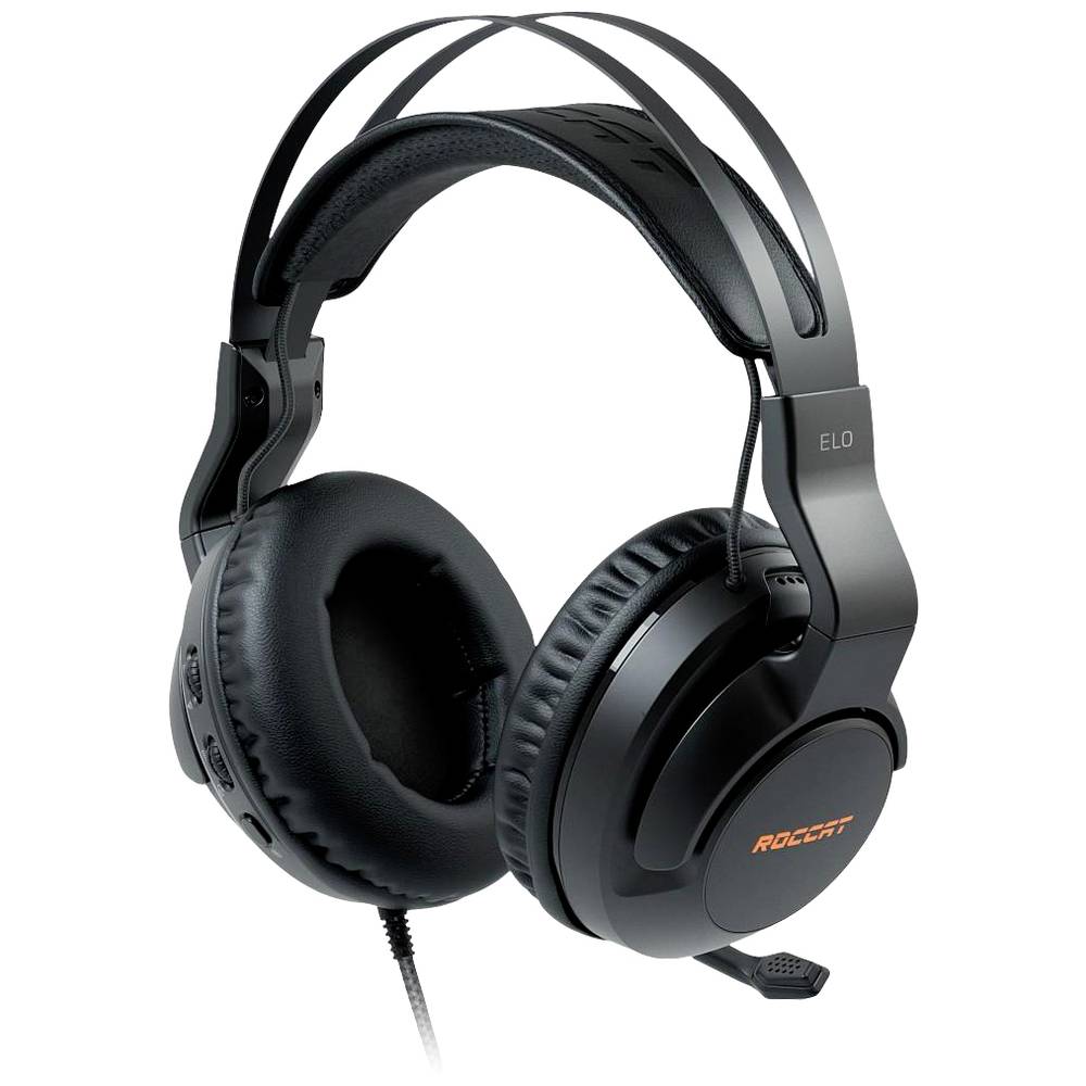 Image of Roccat ELO Gaming Over-ear headset Corded (1075100) 71 Surround Black Microphone noise cancelling Noise cancelling