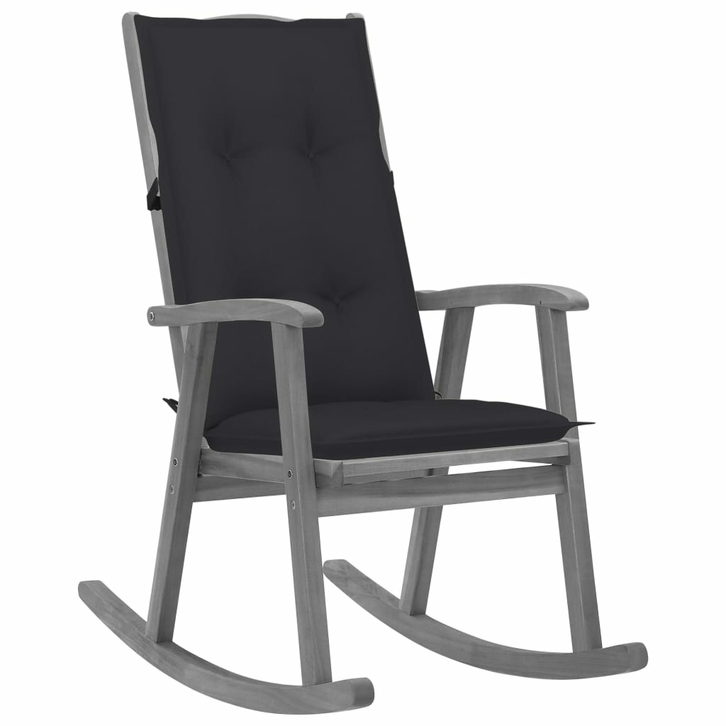 Image of Rocking Chair with Cushions Gray Solid Acacia Wood