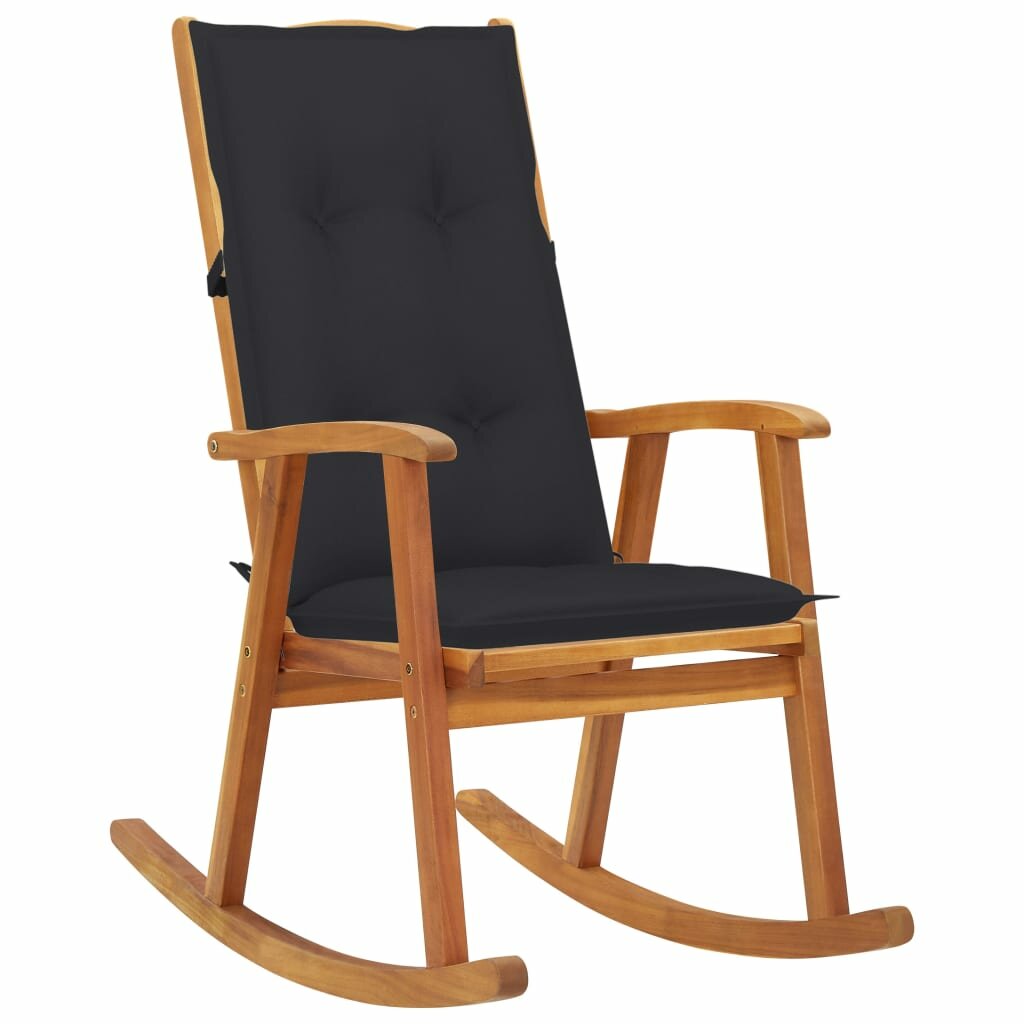 Image of Rocking Chair with Cushions Solid Acacia Wood