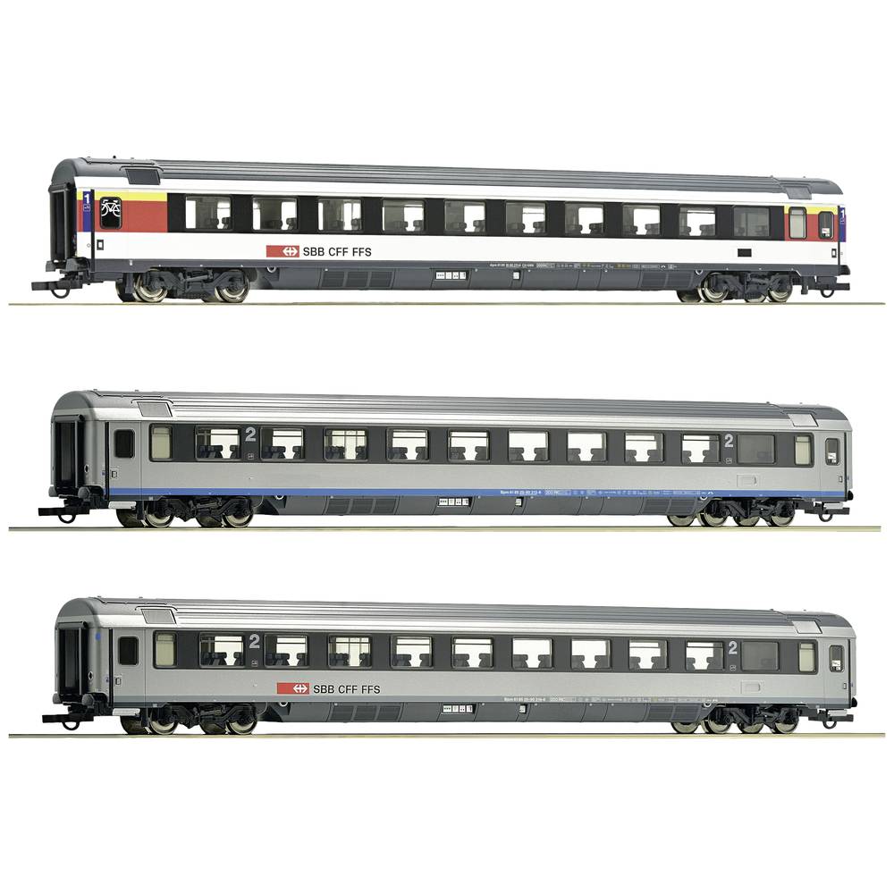 Image of Roco 74022 H0 3er-Set 2: Eurocity-Wagon EC7 of SBB 1st class genus APM two 2nd class genus BPM