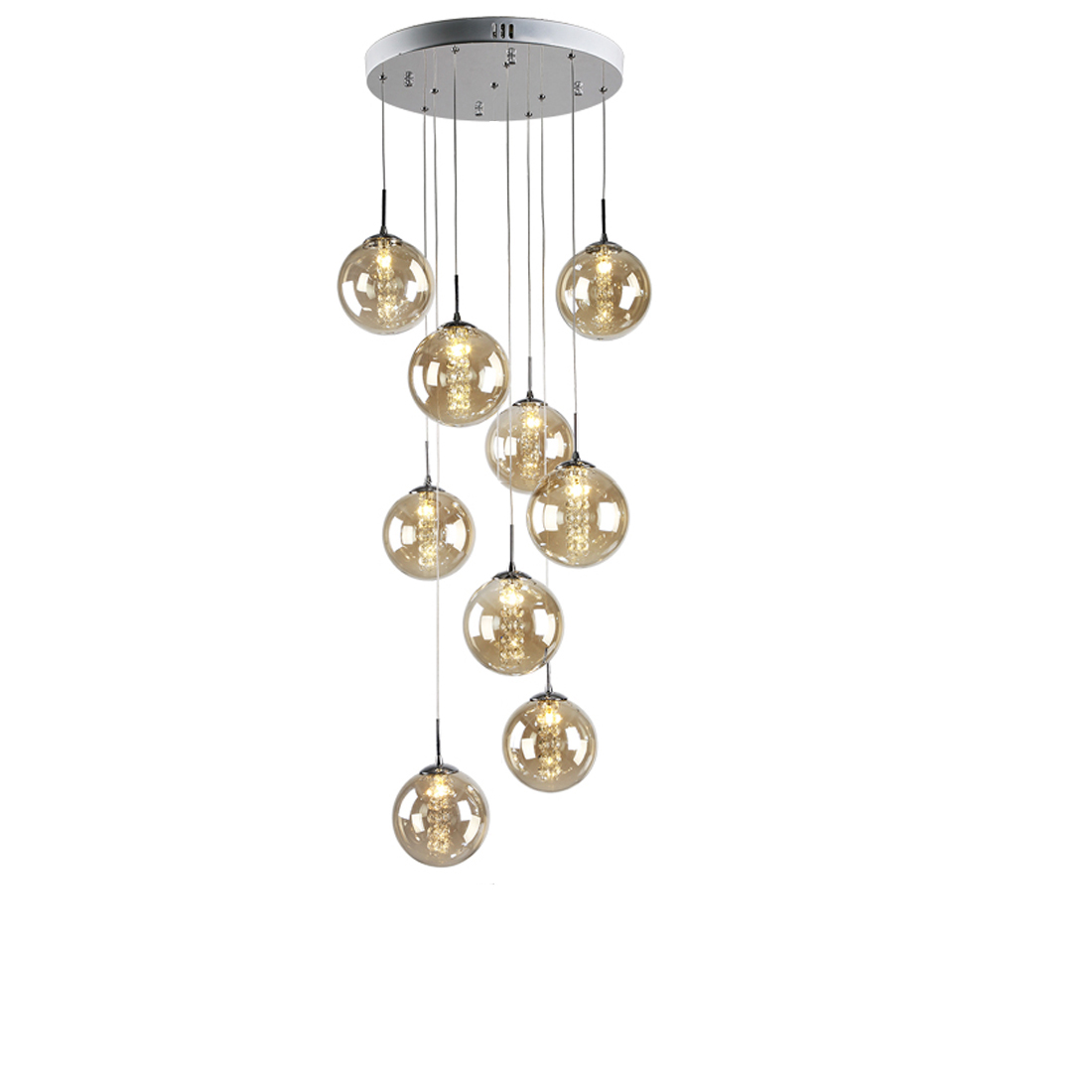 Image of Rope plated Glass Ball Pendant Lights Hanging Lamp Fixture Lustre Restaurant Luminaire Light Home Chandelier Globe Pendant Lamps Stairs Flig