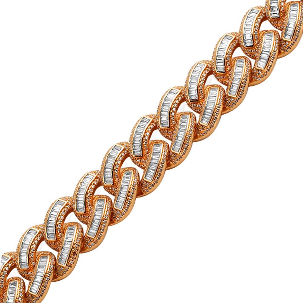 Image of Rose Gold Baguette Lab Made Bling Bling Bracelet ID 10104150753322