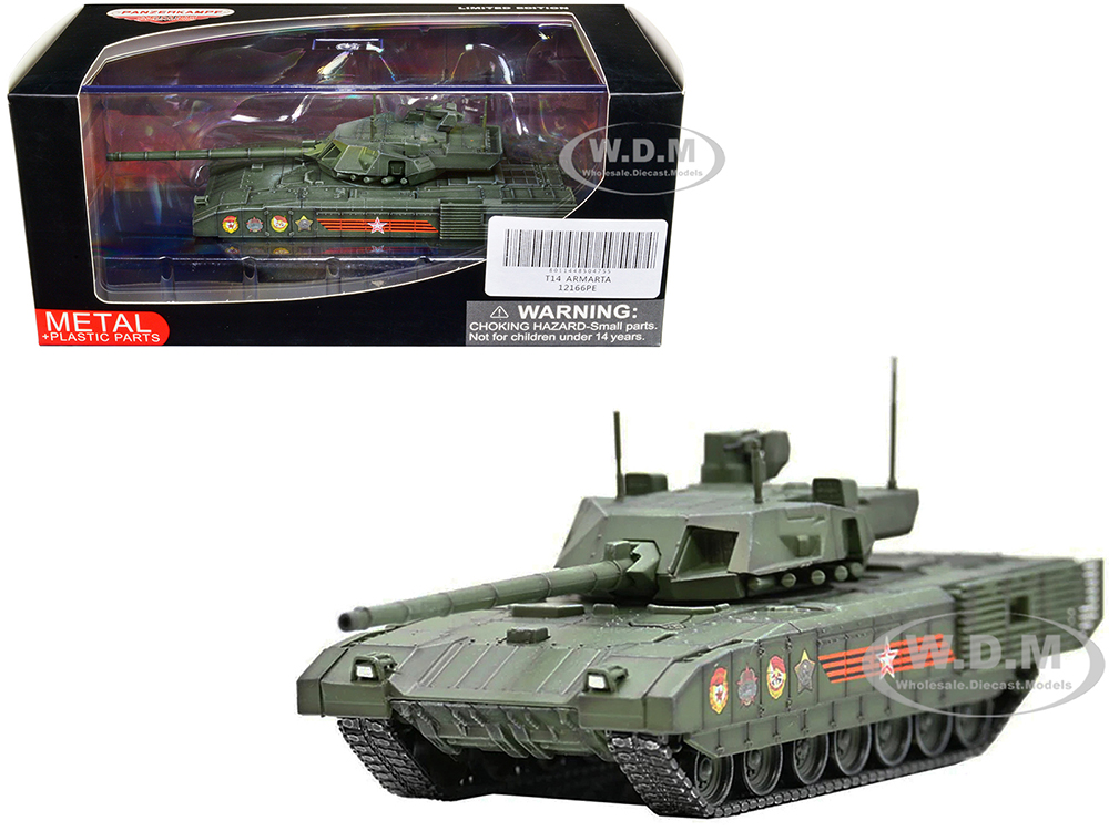 Image of Russian T14 Armata MBT (Main Battle Tank) Green Camouflage "Armor Premium" Series 1/72 Diecast Model by Panzerkampf