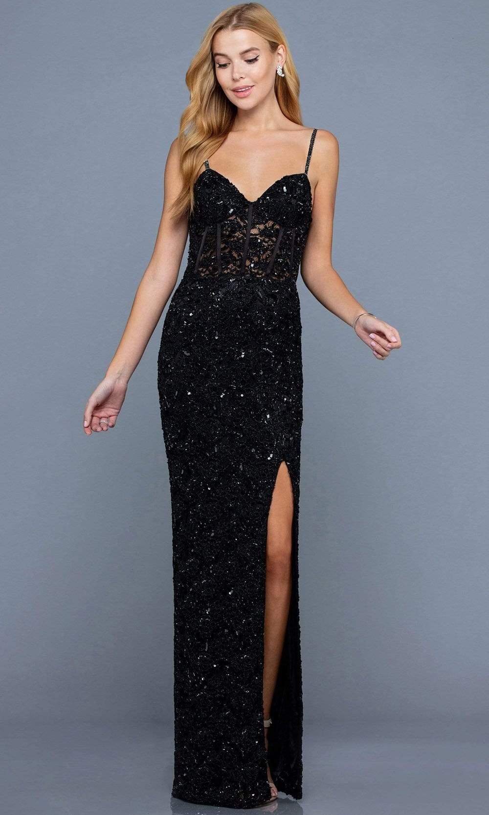 Image of SCALA - 60256 Lace Embellished Evening Dress