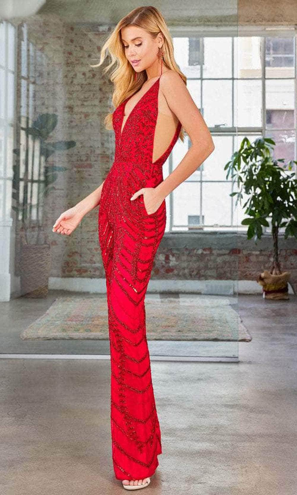 Image of SCALA 60295 - V-Neck Beaded Jumpsuit