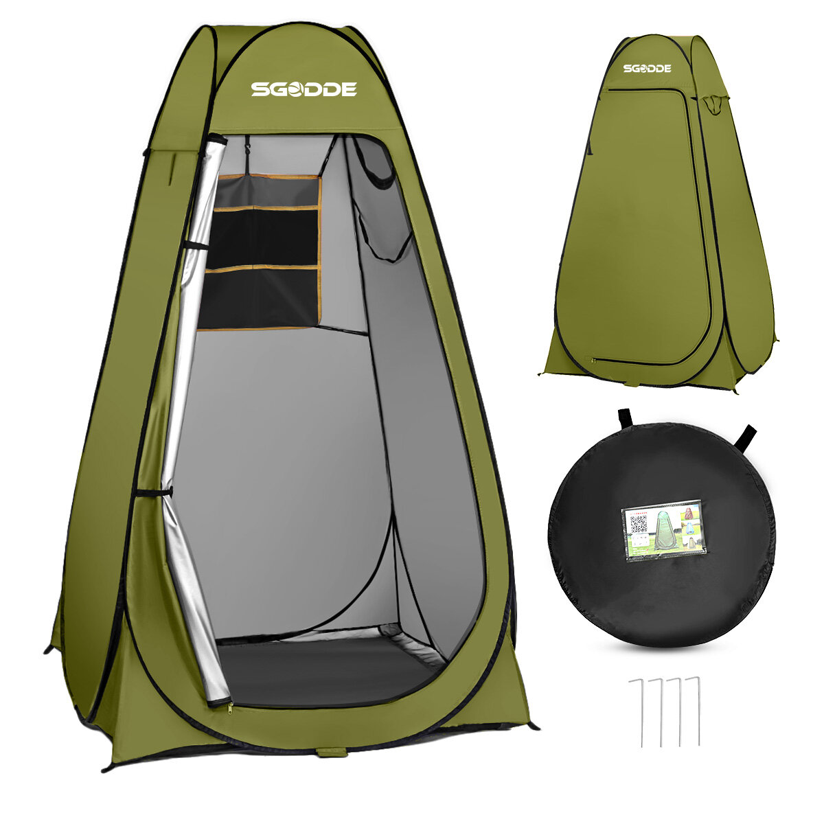 Image of SGODDE Privacy Shower Tent Single Camping Tent Toilet Changing Room Rain Shelter Hiking Beach