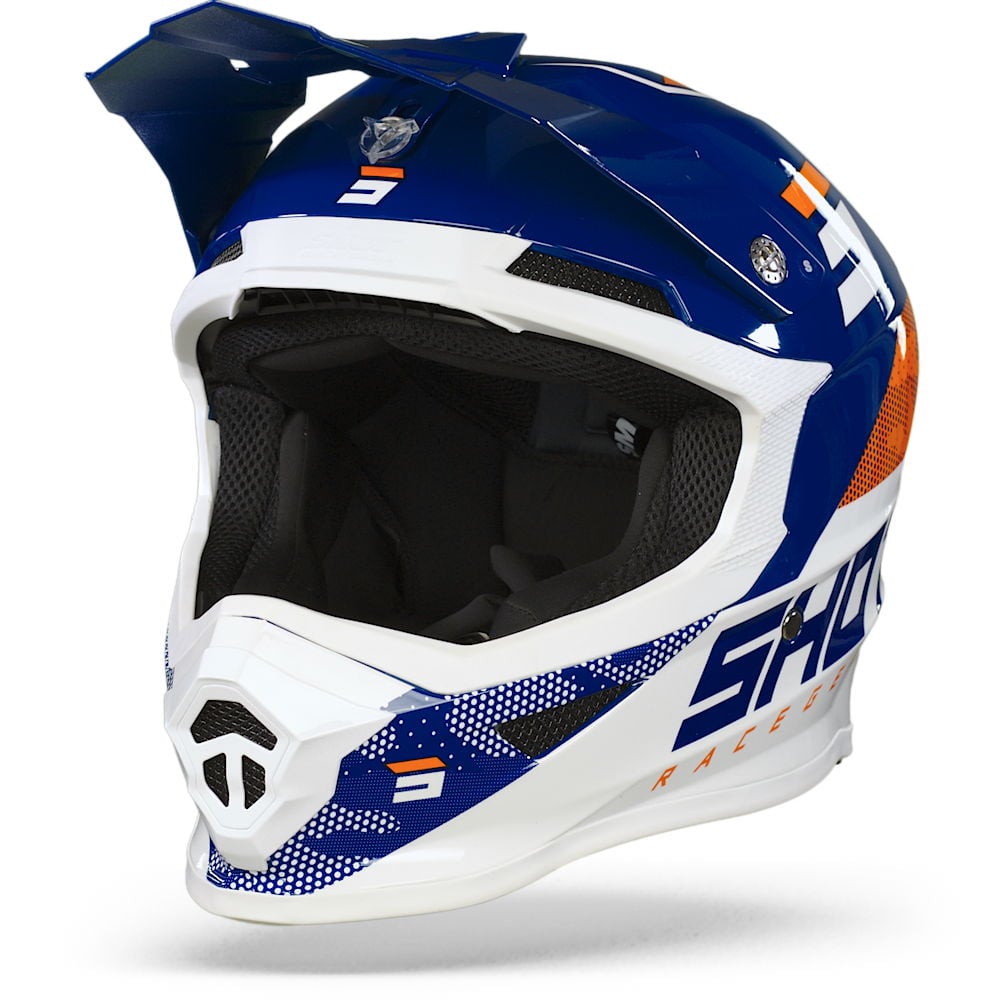 Image of SHOT Furious Camo Navy Orange Glossy Offroad Helmet Size S ID 3701030106584