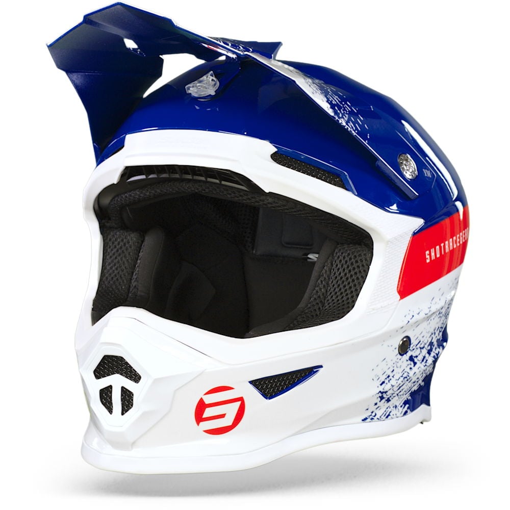 Image of SHOT Furious Kid Roll Navy White Red Glossy Offroad Helmet Talla S