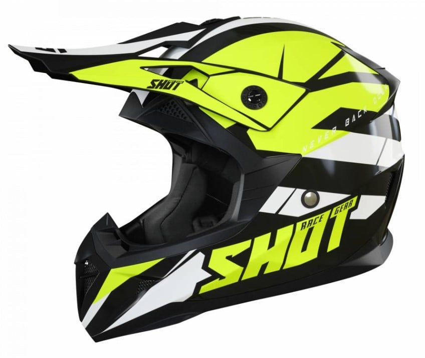 Image of SHOT Pulse Revenge Black Neon Yellow White Glossy Offroad Helmet Talla XL