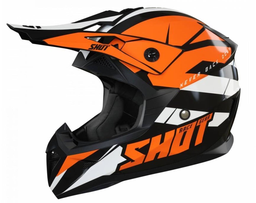 Image of SHOT Pulse Revenge Black Orange White Glossy Offroad Helmet Size L ID 3701030108915