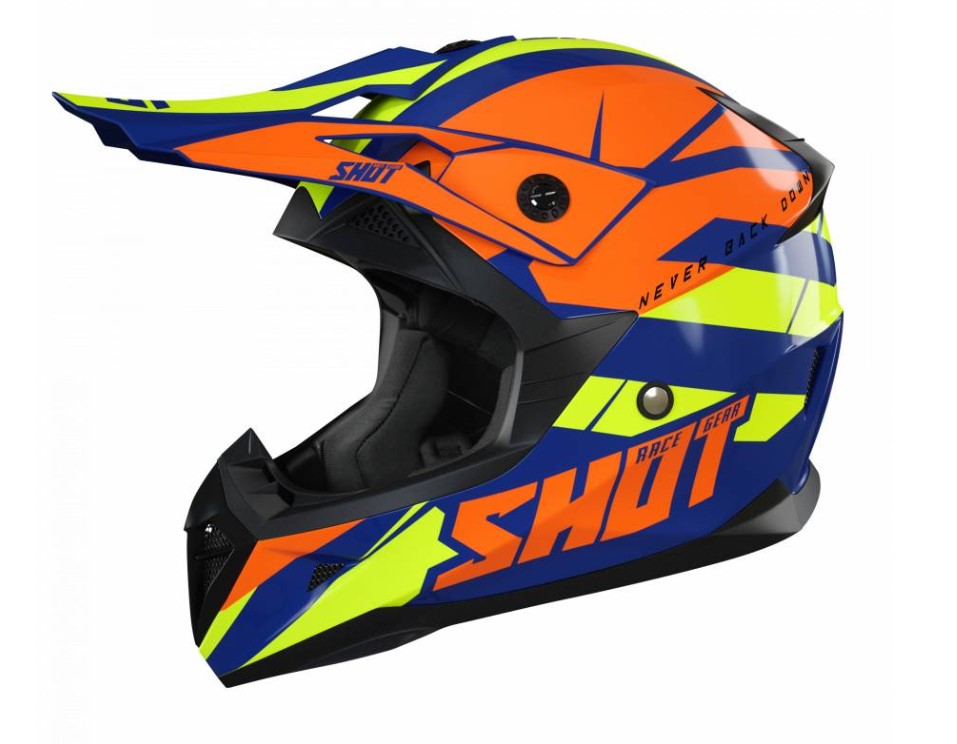 Image of SHOT Pulse Revenge Navy Orange Neon Gelb Glanz Crosshelm Größe L