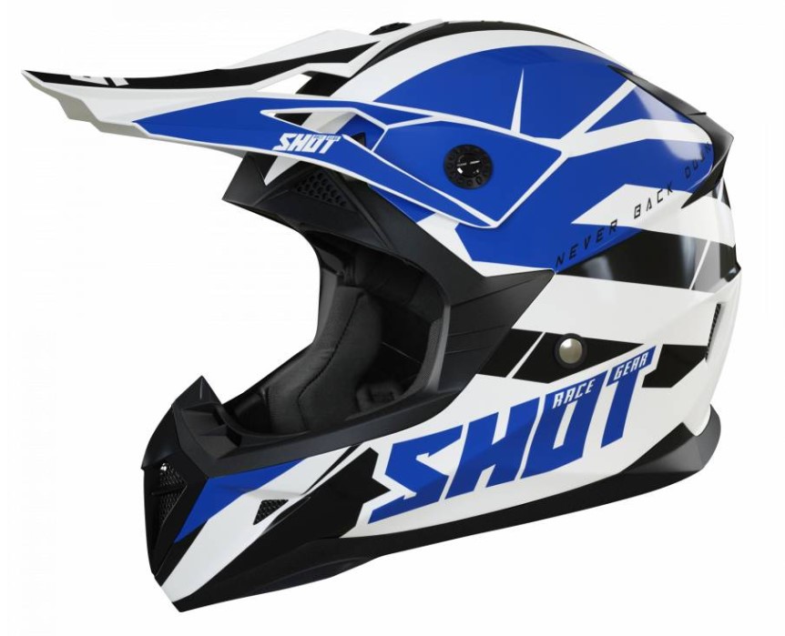 Image of SHOT Pulse Revenge White Blue Black Glossy Offroad Helmet Talla XL