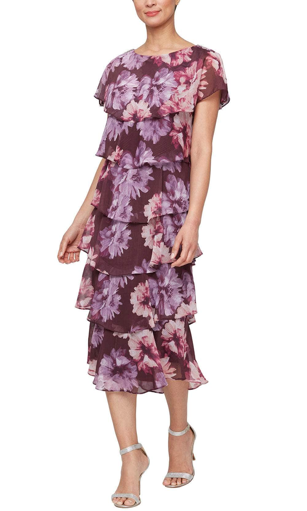 Image of SLNY 9171975 - Tiered Floral Long Dress