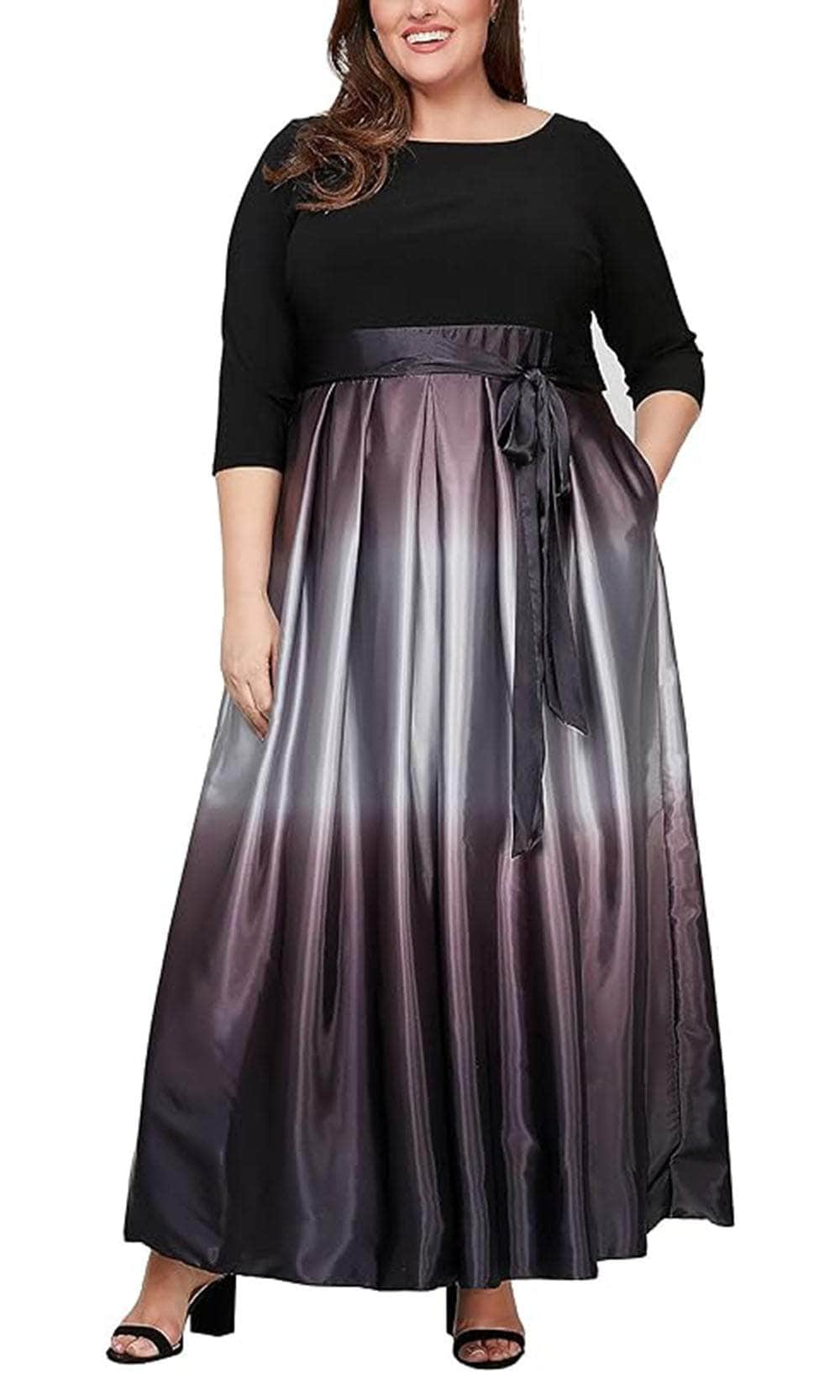 Image of SLNY 9451111 - Ombre Quarter Sleeve A-Line Dress