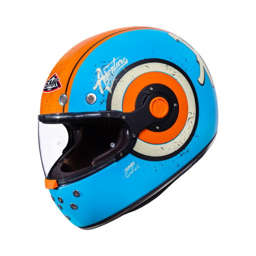 Image of SMK Retro Adventure Blue Full Face Helmet Size XS ID 8902613087657