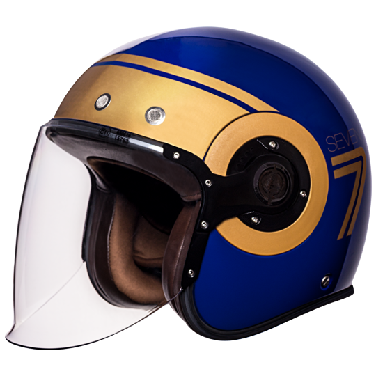 Image of SMK Retro Jet Seven Blue Jet Helmet Talla XS