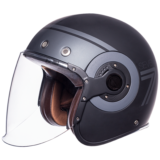 Image of SMK Retro Jet Seven Flat Black Jet Helmet Size L EN