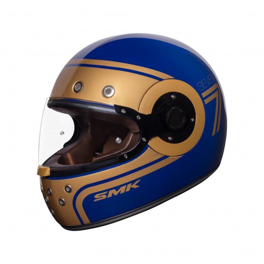 Image of SMK Retro Seven Blue Full Face Helmet Size XS ID 8902613056592