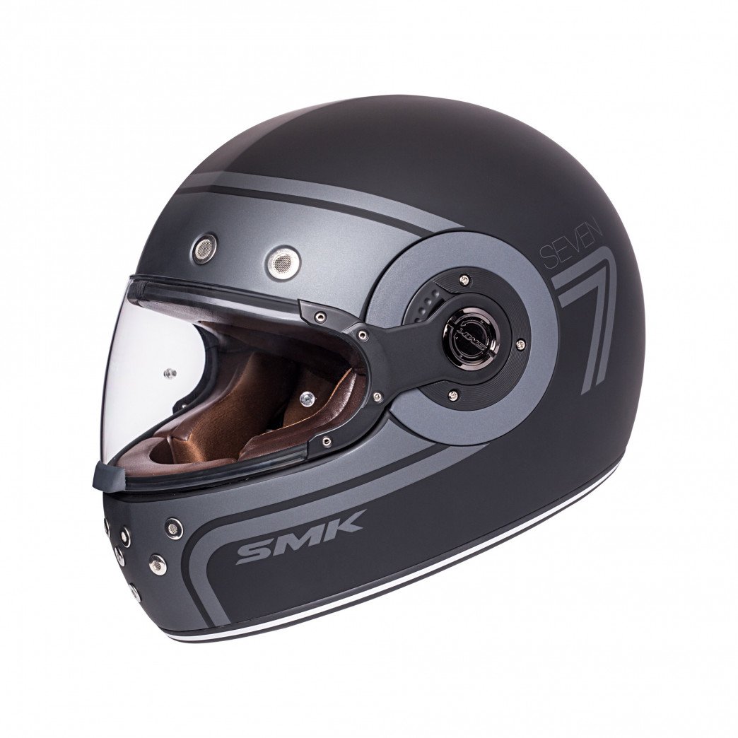 Image of SMK Retro Seven Flat Black Full Face Helmet Size XS EN