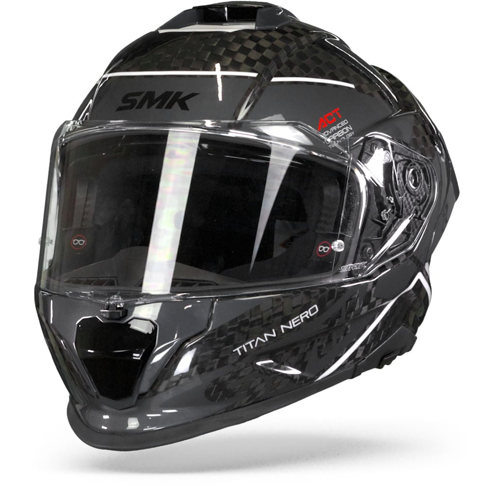 Image of SMK Titan Carbon Nero White Grey Full Face Helmet Size 2XL ID 8902613158357