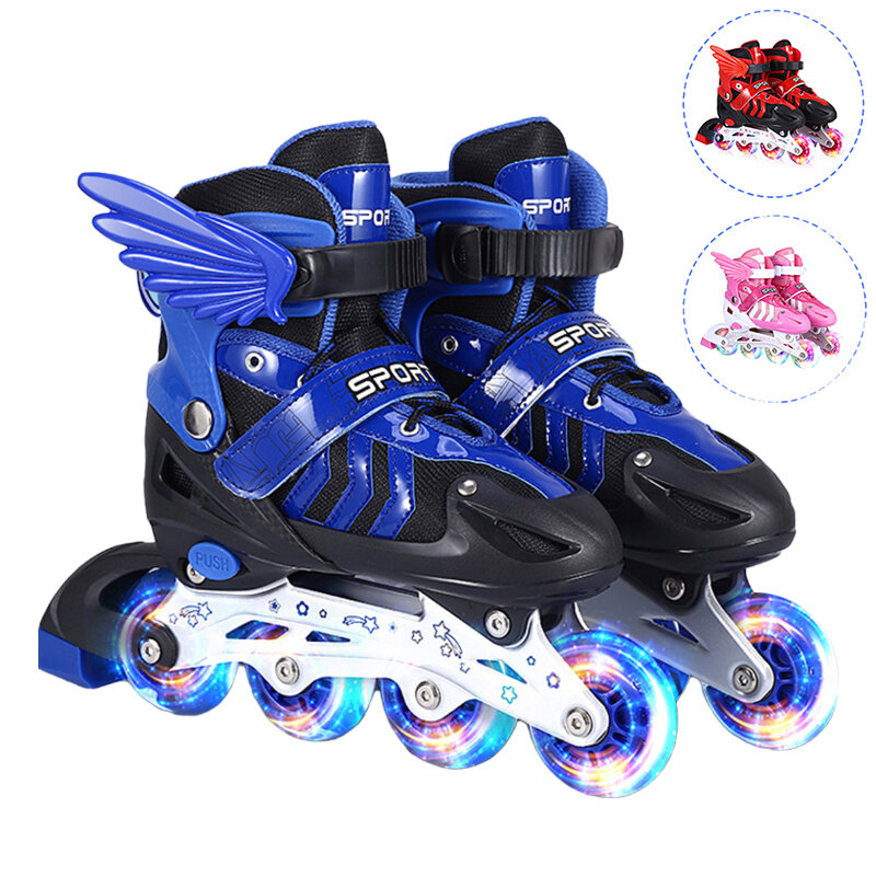 Image of S/M/L Inline Skates with 4 LED PVC Skate WheelsEntry-level Kid Women Men Roller Skates Birthday Gift for Teen Girl Boy