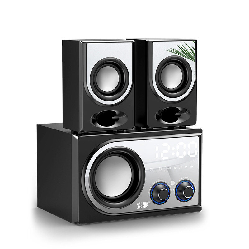 Image of SOAIY SA-C2 Wooden Computer bluetooth 50 Speaker Column Large Power Adjustable Bass Subwoofer Wireless bluetooth LoudSp