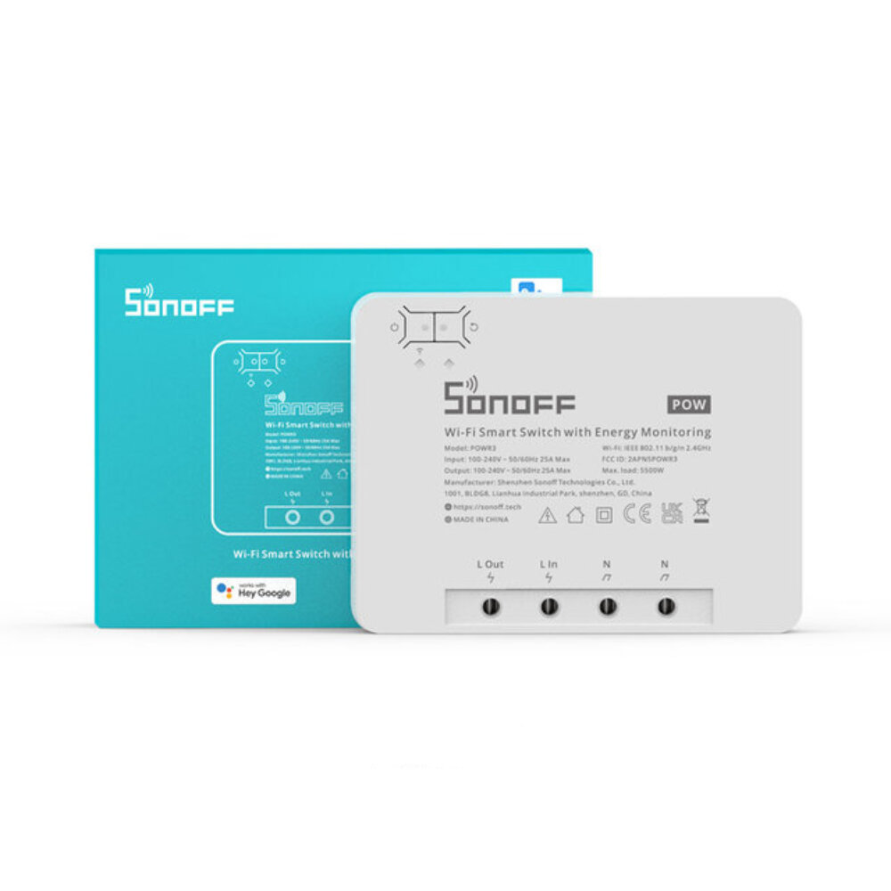 Image of SONOFF POW R3 25A Power Metering WiFi Smart Switch Overload Protection Energy Saving Track on eWeLink Voice Control via