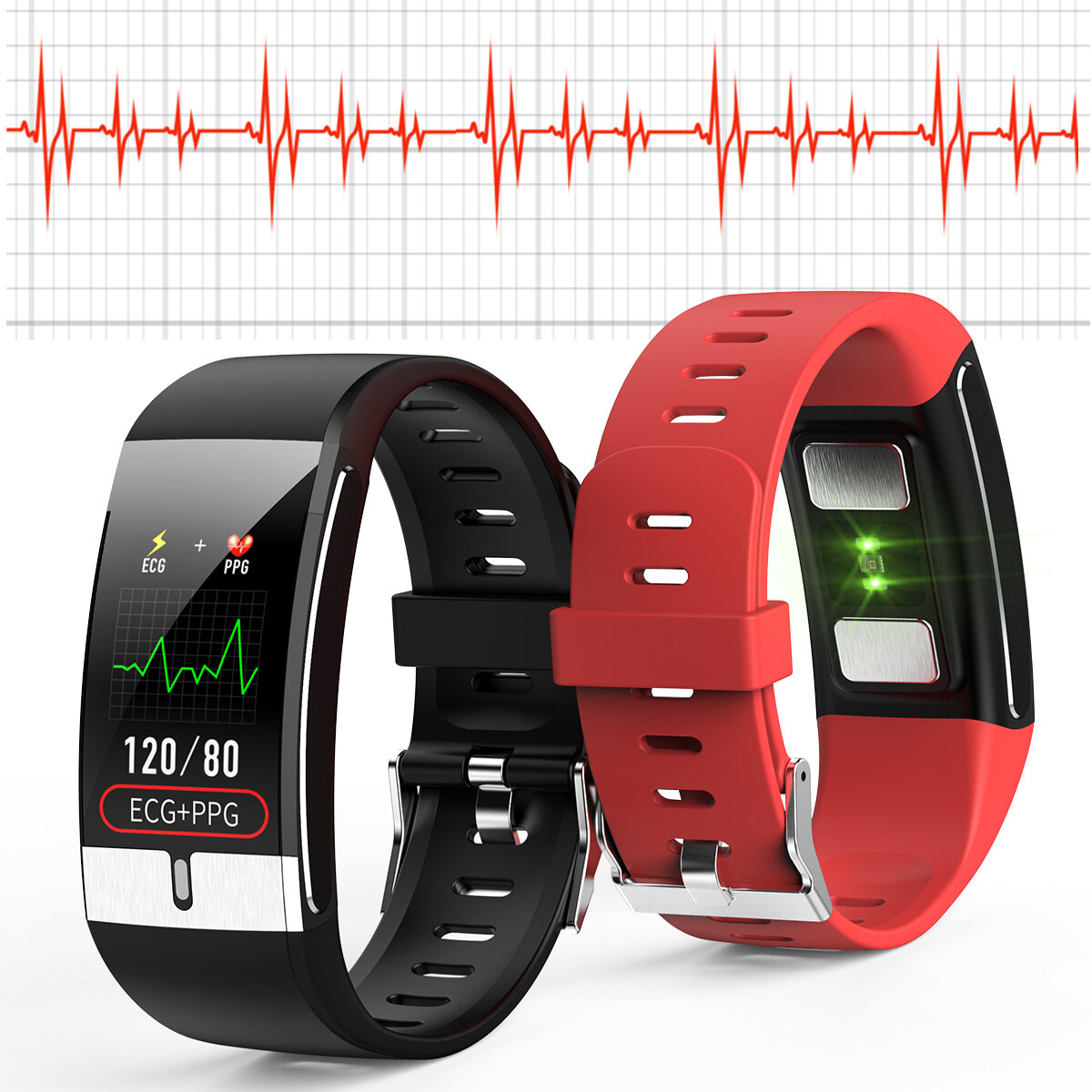 Image of [SPO2 Monitor]Bakeey E66 Thermometer ECG+PPG Heart Rate Blood Pressure Oxygen Monitor IP68 Waterproof USB Charging Smart