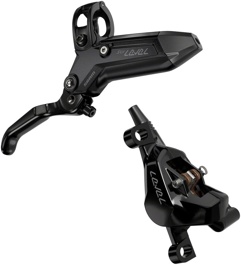 Image of SRAM Level Silver Stealth Disc Brake and Lever - Front Post Mount 2-Piston Aluminum Lever SS Hardware Black C1